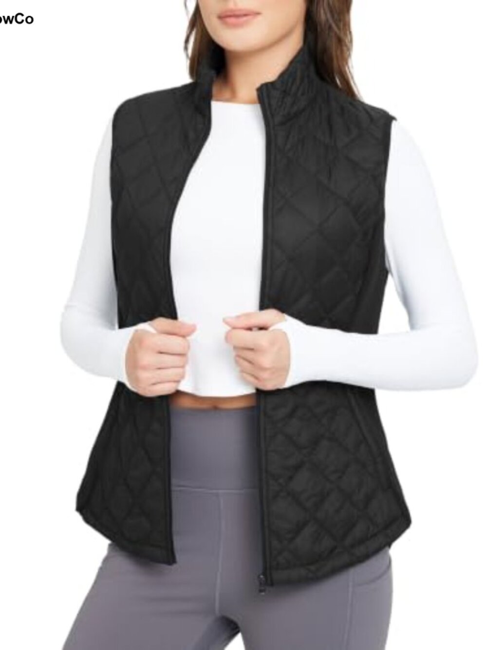 Quilted Puffer Vest Lightweight Winter Warm Full Zip Mock Neck